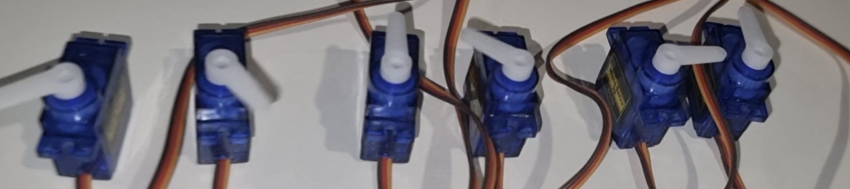 Six continuous rotation servos wired for the first prototype, 24 September 2024